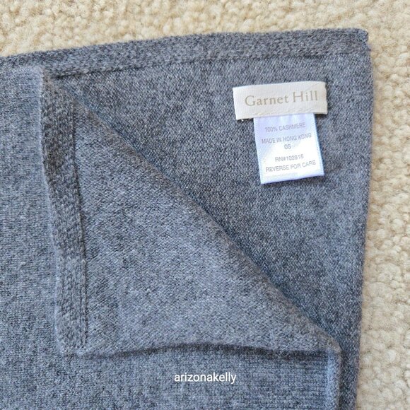 NWOT Garnet Hill Cashmere Knit Scarf Grey - Picture 4 of 9
